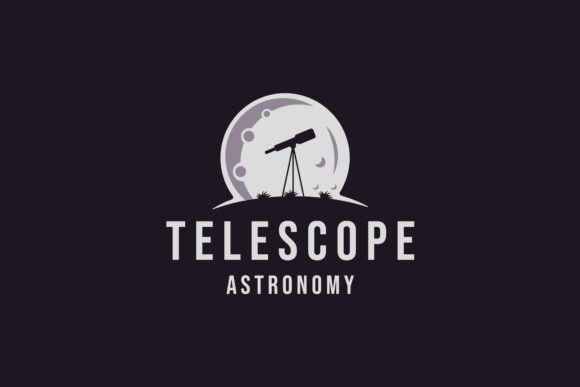 Download Silhouette Telescope at Moon Logo Design - Design Collection