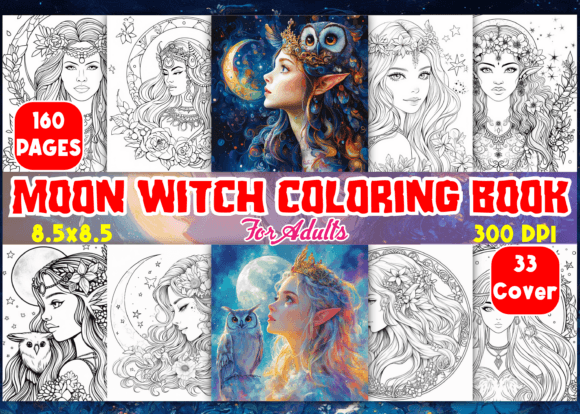 Download 160 Moon Witch Coloring Book for Adults - Witch coloring Collection