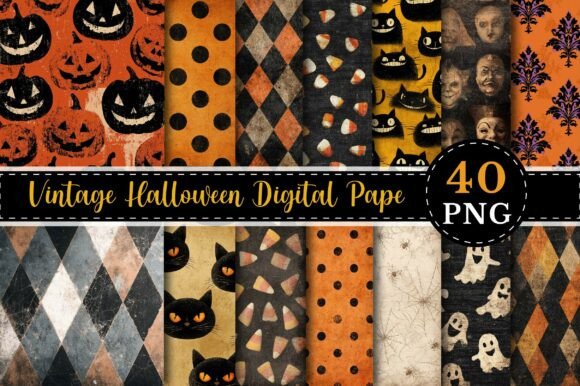 Download Vintage Halloween Digital Design Paper - Design Collection