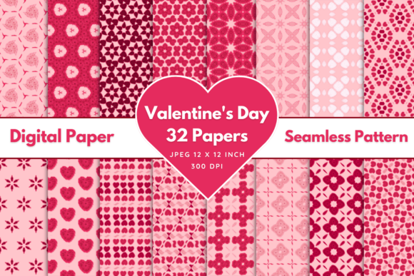 Download Valentine's Day Digital Paper Patterns - Paper pattern Collection