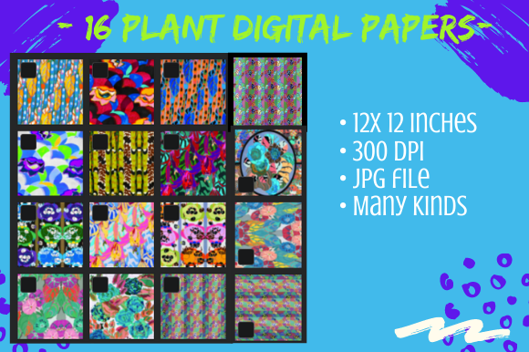 Download 16 Plant Inspired Digital Paper Patterns - Paper pattern Collection