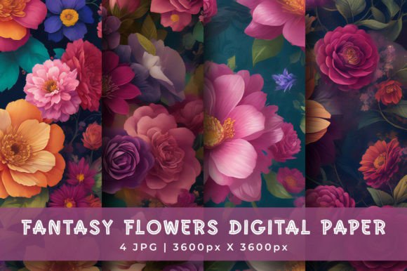 Download Fantasy Flowers Digital Paper Pattern - Paper pattern Collection