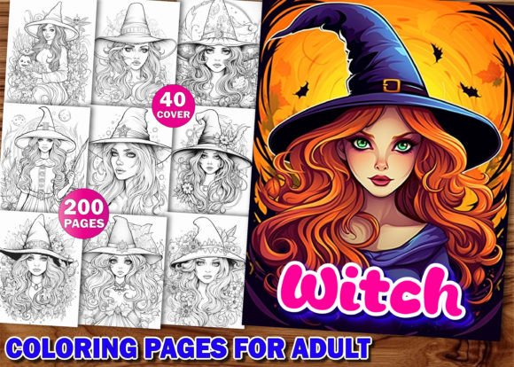 Download 200 Witch Coloring Pages for Adults KDP - Premium Resources