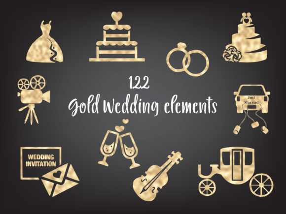 Download Gold Foil Wedding Design Elements - Design Collection