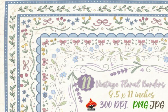 Download Vintage Floral Borders 11 PNG Bundle - Vintage floral border Collection