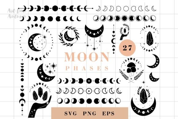 Download Moon Phases SVG Designs, Celestial Svg - Design Collection