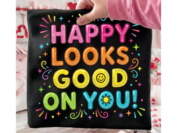 Download Colorful Smiley Heart Starburst Happy Vibes Tshirt Design - Design Collection