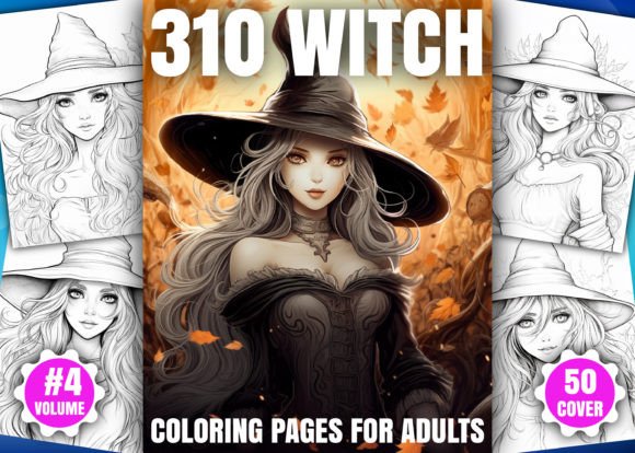 Download 310 Witch Coloring Pages for Adults- KDP - Premium Bundle