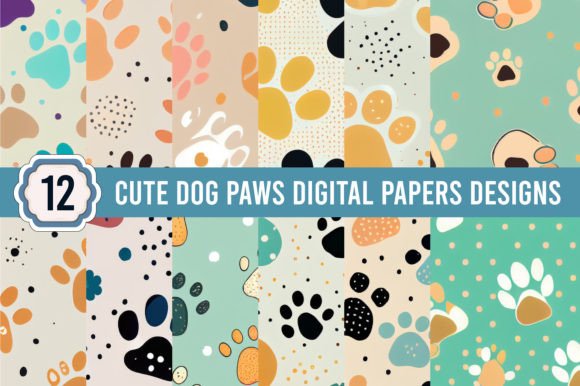 Download 12 Cute Dog Paws Digital Paper Designs - Design Collection