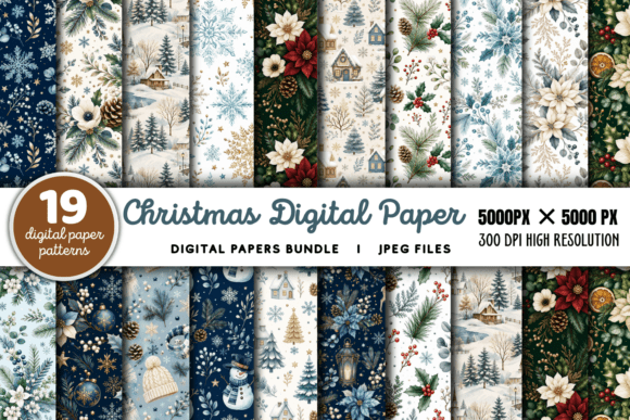Download Christmas Digital Paper Patterns Bundle - Paper pattern Collection
