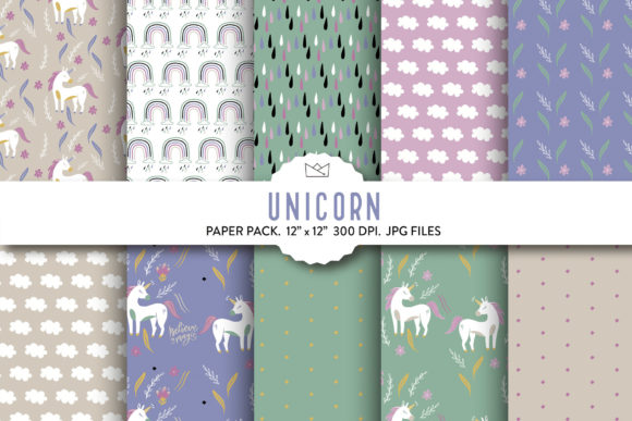 Download Unicorn Digital Paper, Rainbow Design - Design Collection