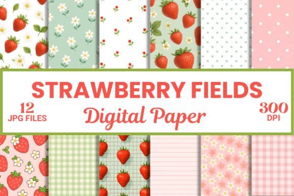 Download Strawberry Fields Digital Paper Pattern - Paper pattern Collection