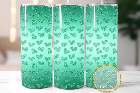 Download Teal Hearts Glitter Tumbler Wrap Design - Design Collection