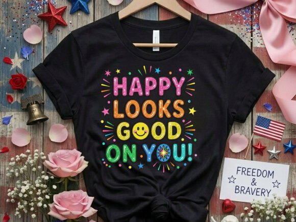 Download Colorful Smiley Heart Starburst Happy Vibes Tshirt Design - Design Collection