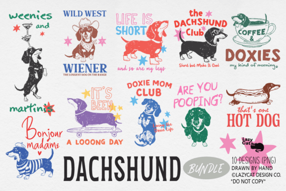 Download Dachshund Hand-drawn Design PNG Bundle - Design Collection