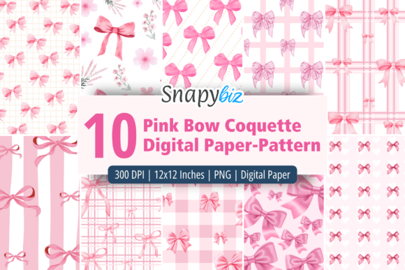Download Pink Bow Coquette Digital Paper Pattern - Paper pattern Collection