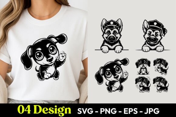Download Cute Waving Puppy SVG PNG T Shirt Design - Design Collection