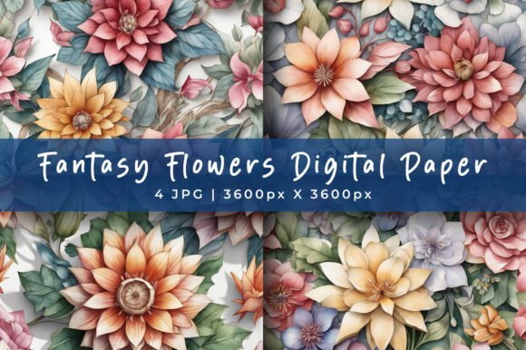 Download Fantasy Flowers Digital Paper Pattern - Paper pattern Collection