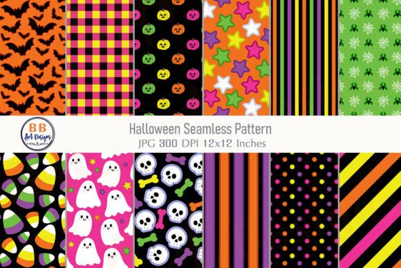 Download Neon Halloween Paper Pattern Background - Paper pattern Collection
