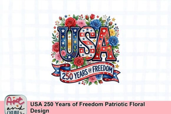 Download USA 250 Years of Freedom Patriotic Floral Design - Design Collection