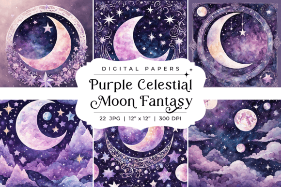 Download Purple Celestial Moon Fantasy Background - Fantasy background Collection