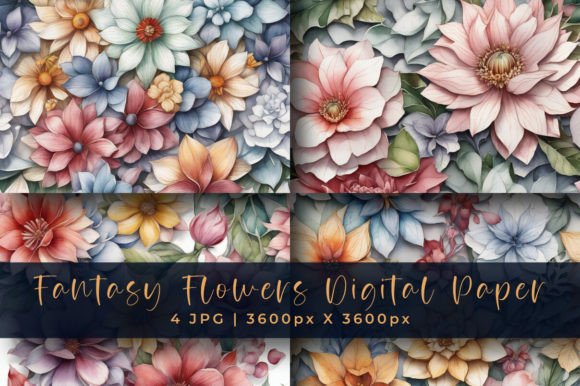 Download Fantasy Flowers Digital Paper Pattern - Paper pattern Collection